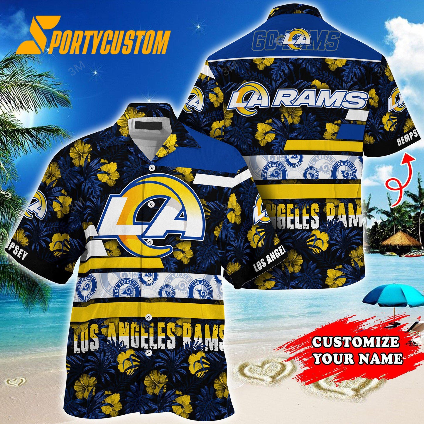 Los Angeles Rams Flower Summer Limited Custom Name Hawaiian Shirt