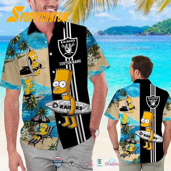 Las Vegas Raiders x Bart Simpson Custom Name Hawaiian Shirt
