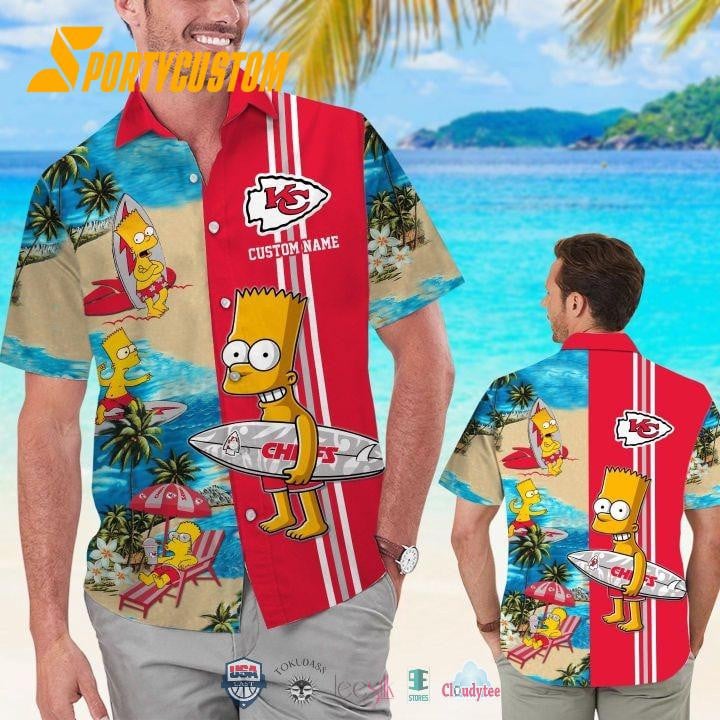 Kansas City Chiefs x Bart Simpson Custom Name Hawaiian Shirt