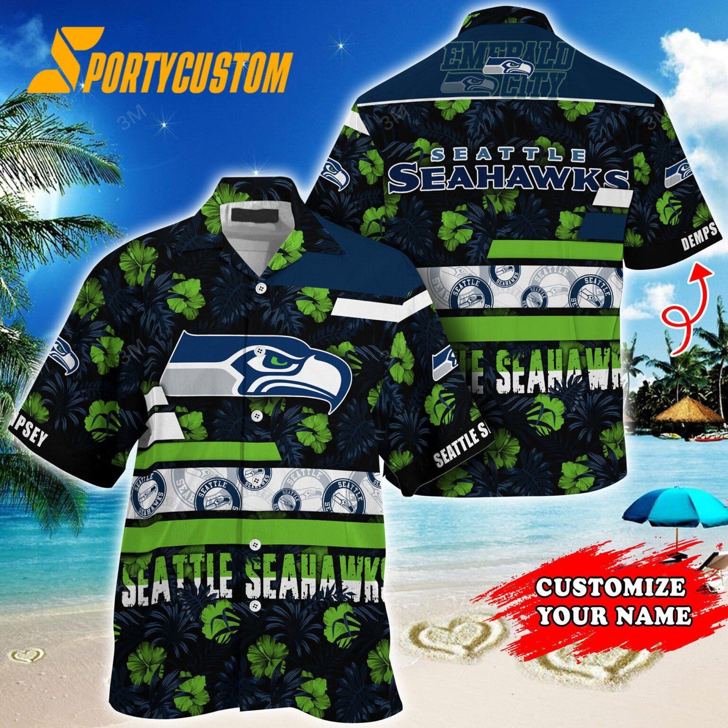 Seattle Seahawks Flower Summer Limited Custom Name Hawaiian Shirt