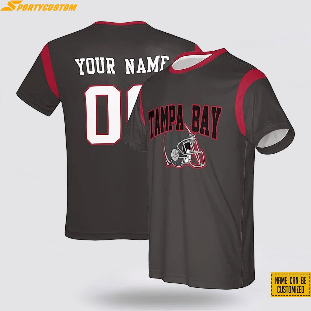Tampa Bay Buccaneers Custom Name & Number All Over Printed T-Shirt - Gray