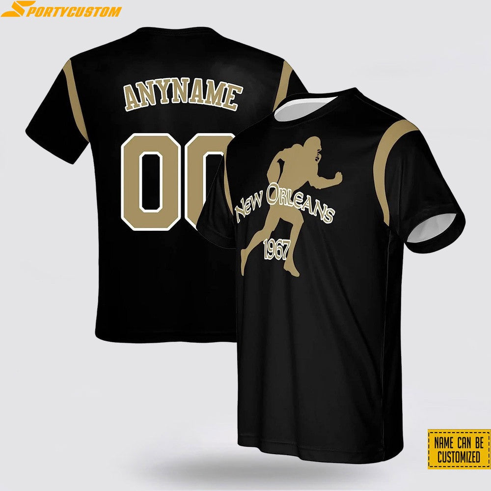 New Orleans Saints Player Custom Name & Number All Over Printed T-Shirt - Black