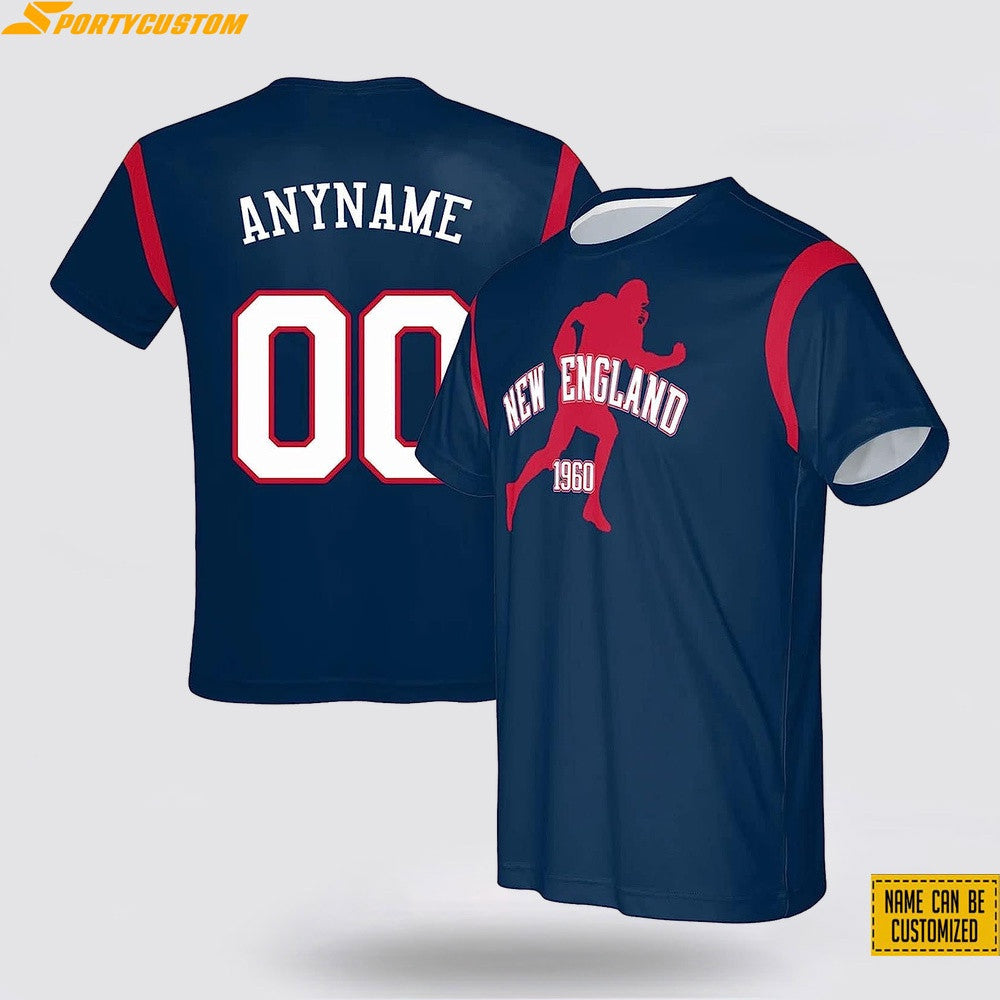 New England Patriots Player Custom Name & Number All Over Printed T-Shirt - Blue