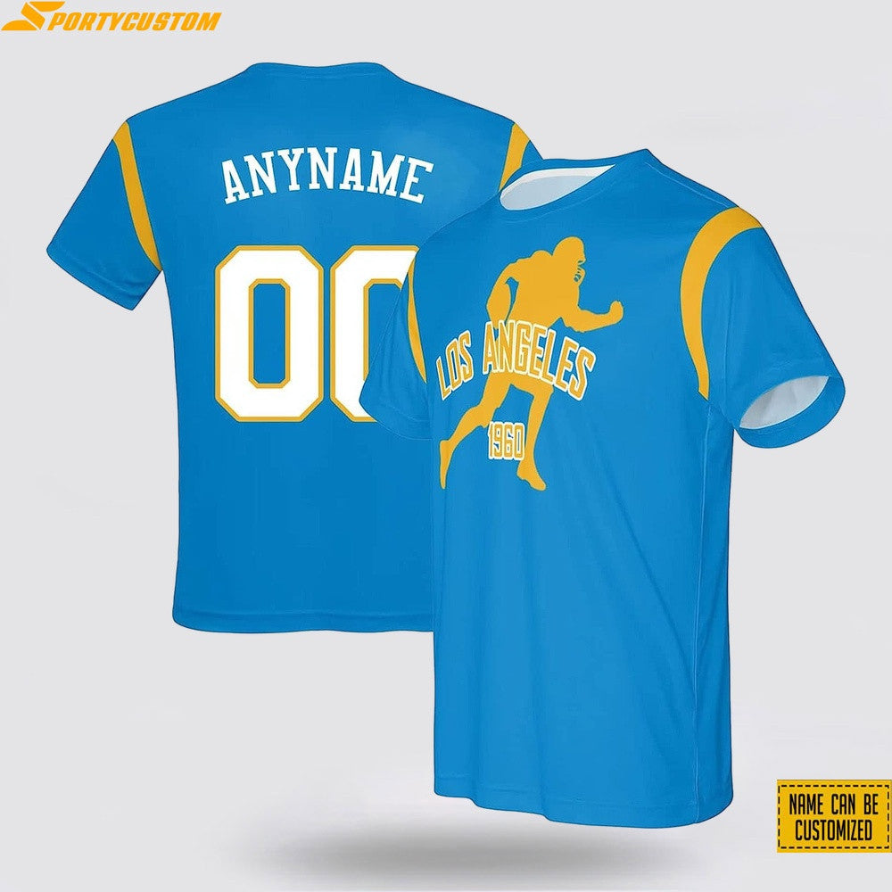 Los Angeles Chargers Player Custom Name & Number All Over Printed T-Shirt - Powder Blue