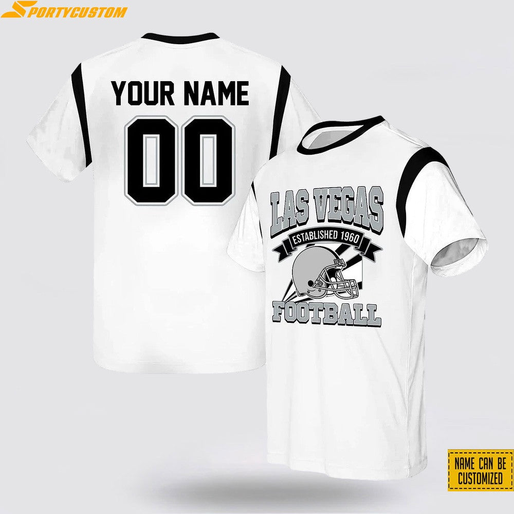 Las Vegas Raiders Helmet Custom Name & Number All Over Printed T-Shirt - White