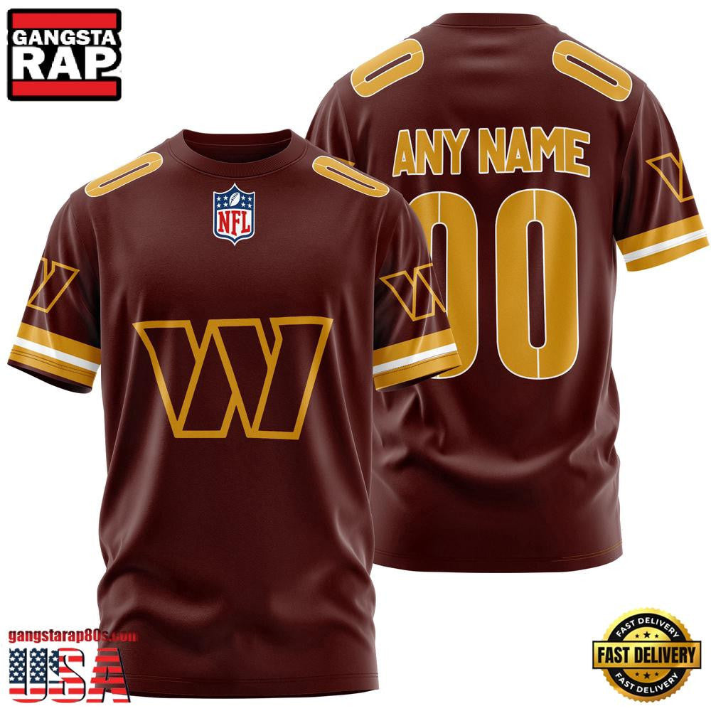 Washington Commanders Team Sport Custom Name & Number All Over Printed T-Shirt - Burgundy