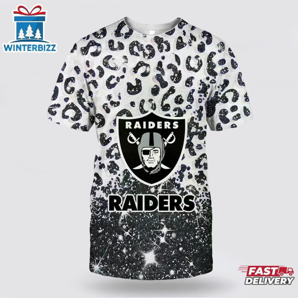 Las Vegas Raiders Leopard All Over Printed T-Shirt - White