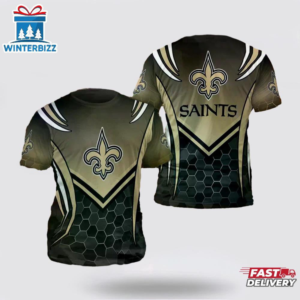New Orleans Saints Sport All Over Printed T-Shirt - Beige