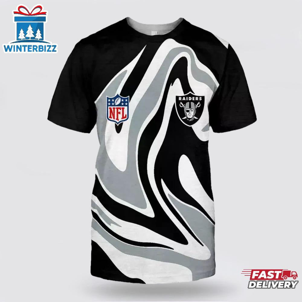 Las Vegas Raiders Zebra All Over Printed T-Shirt - Black