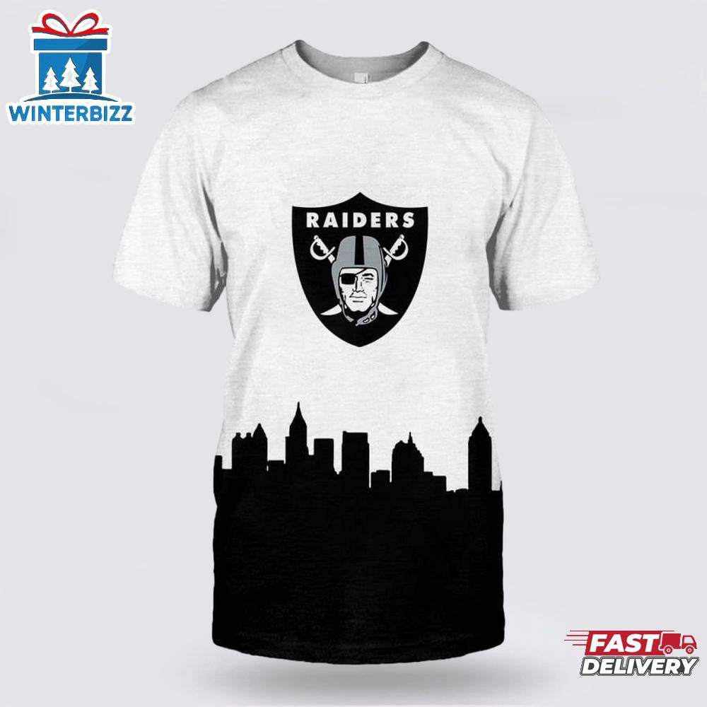 Las Vegas Raiders Logo City All Over Printed T-Shirt - Heather Gray