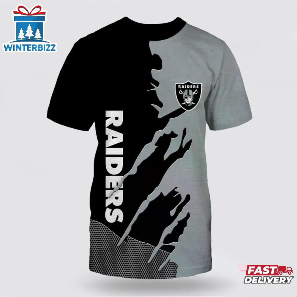 Las Vegas Raiders Team All Over Printed T-Shirt - Black/Gray