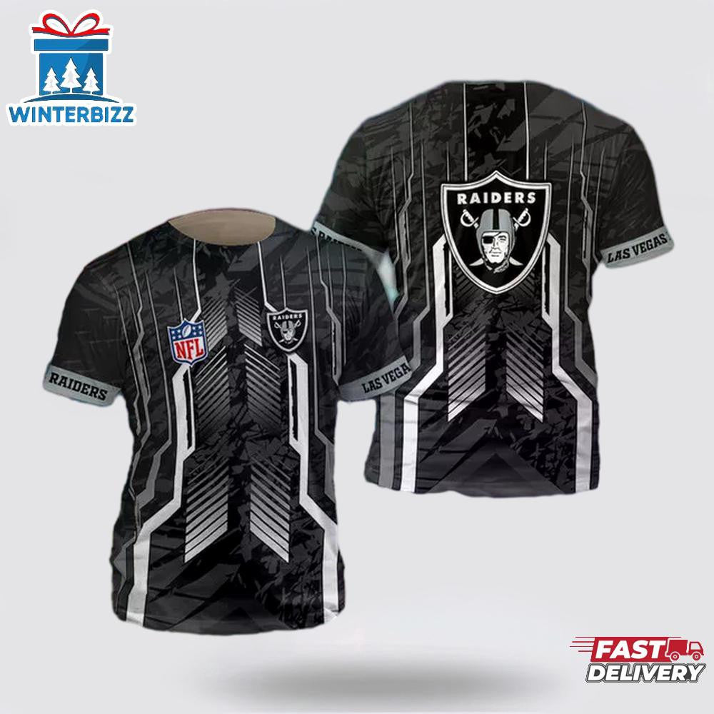 Las Vegas Raiders Sport Modern All Over Printed T-Shirt - Black