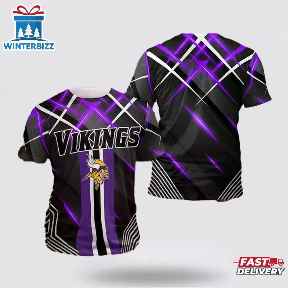 Minnesota Vikings Sport Modern All Over Printed T-Shirt - Black/Purple