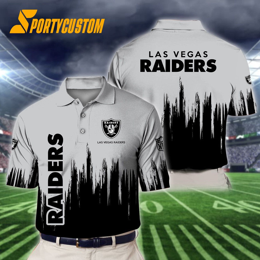 Las Vegas Raiders Football Team Logo Design 3D Printed Polo Shirt - Silver