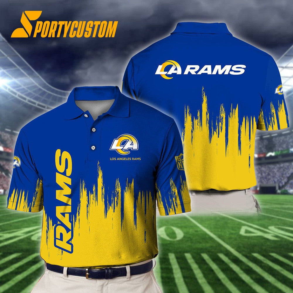 Los Angeles Rams Football Team Logo Design 3D Printed Polo Shirt - Blue