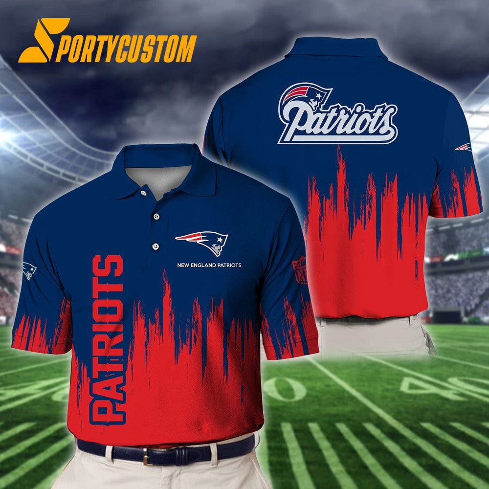 New England Patriots Football Team Logo Design 3D Printed Polo Shirt - Navy