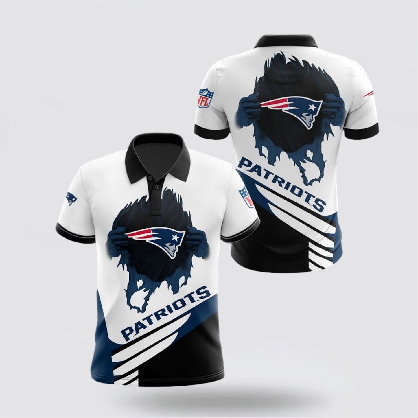 New England Patriots Spirit Football Team Logo Design 3D Printed Polo Shirt - White