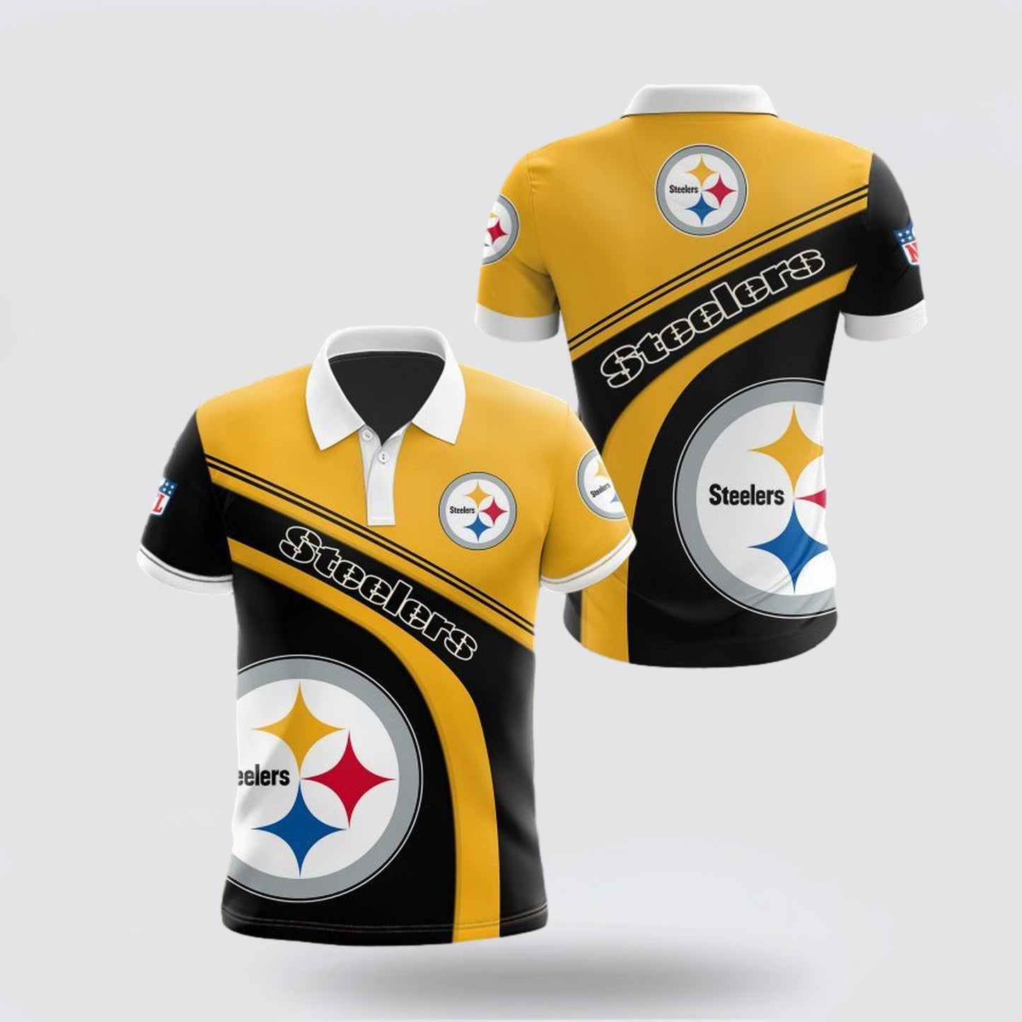 Pittsburgh Steelers Logo Football Team Design 3D Printed Polo Shirt - Gold/Black