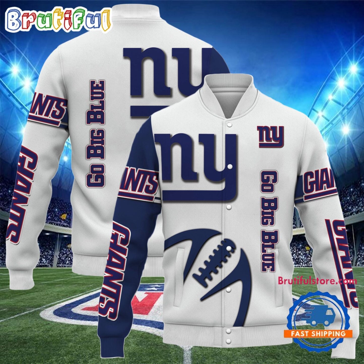 New York Giants 2024 Limited Edition New Design Baseball Jacket Varsity Jacket - White - All-Over-Printed Jacket