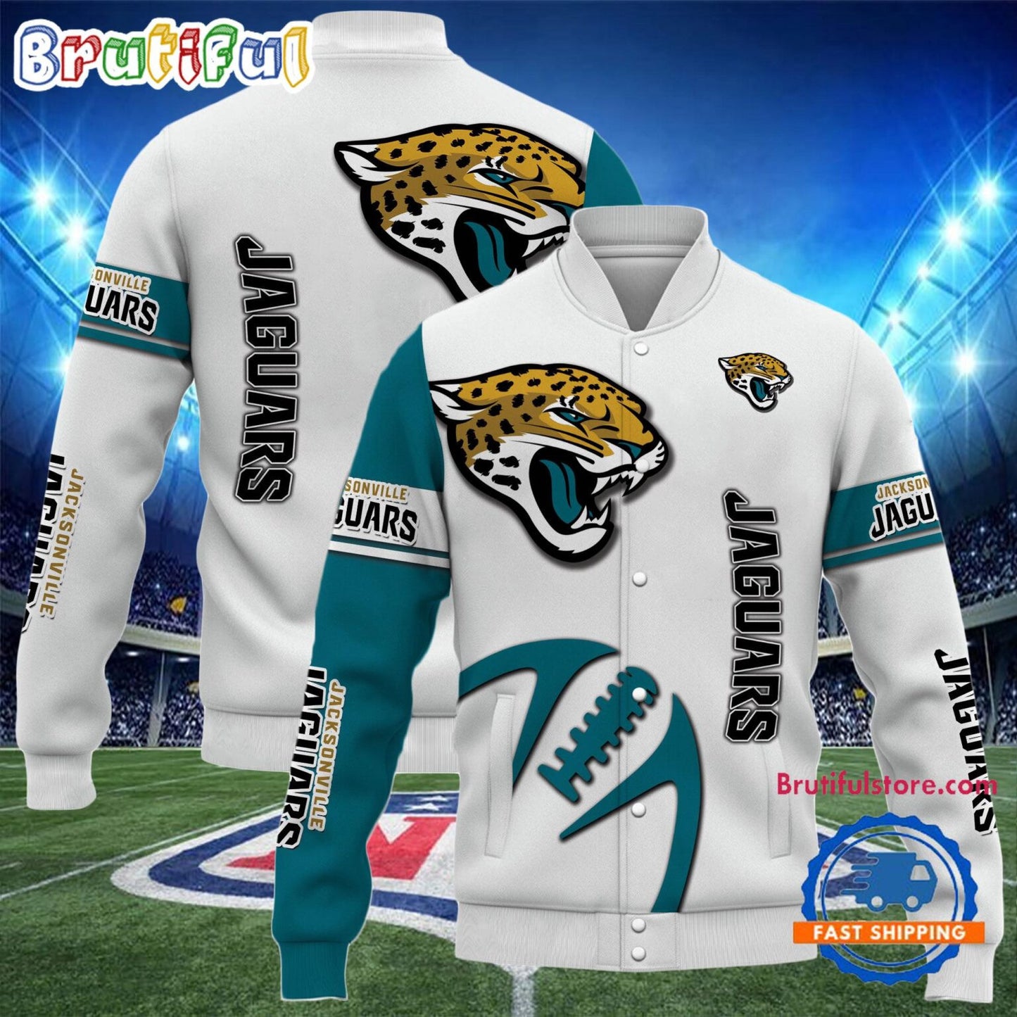 Jacksonville Jaguars 2024 Limited Edition New Design Baseball Jacket Varsity Jacket - White - All-Over-Printed Jacket
