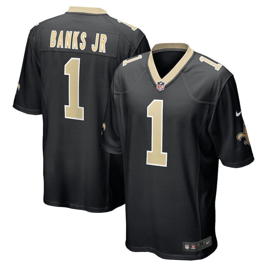 Kelvin Banks Jr. 1 New Orleans Saints 2025 Draft First Round Pick Game Men Jersey - Black