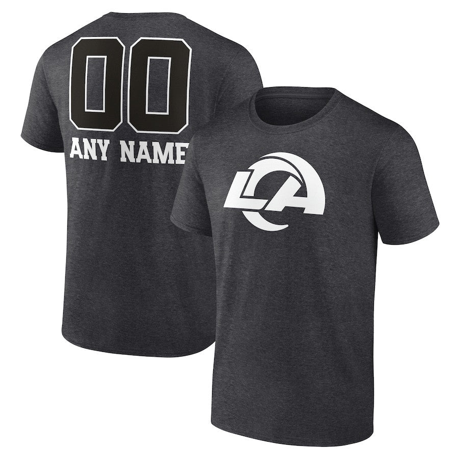 Los Angeles Rams Custom Name & Number Monochrome T-Shirt - Charcoal