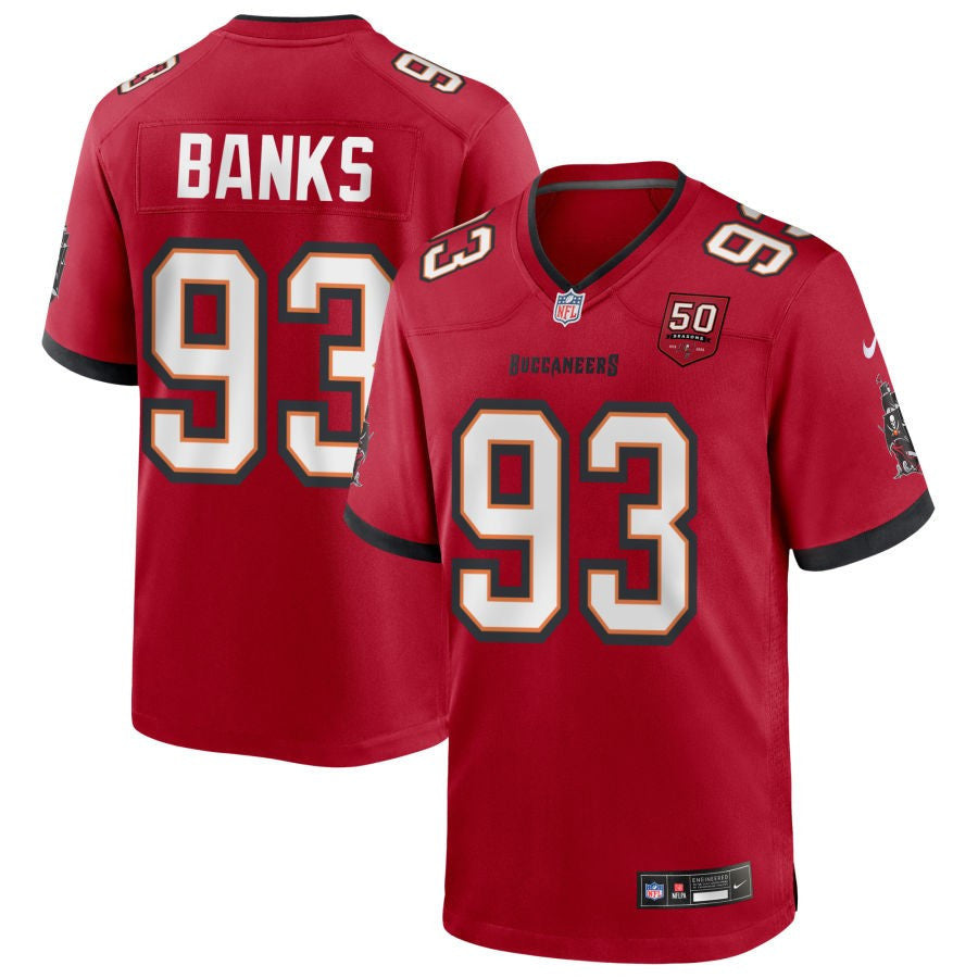 Eric Banks 93 Tampa Bay Buccaneers 50th Anniversary Game Men Jersey - Red