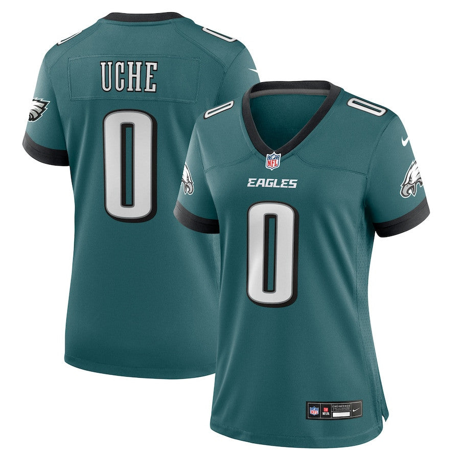 Josh Uche 0 Philadelphia Eagles Women's Team Game Jersey - Midnight Green