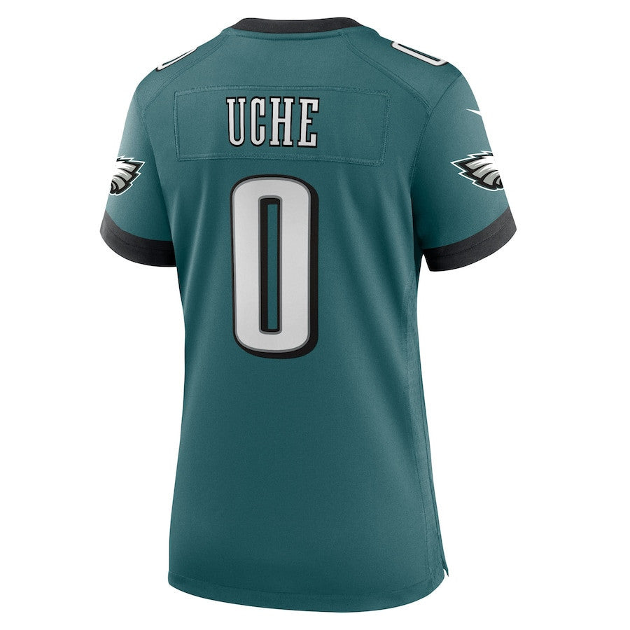 Josh Uche 0 Philadelphia Eagles Women's Team Game Jersey - Midnight Green