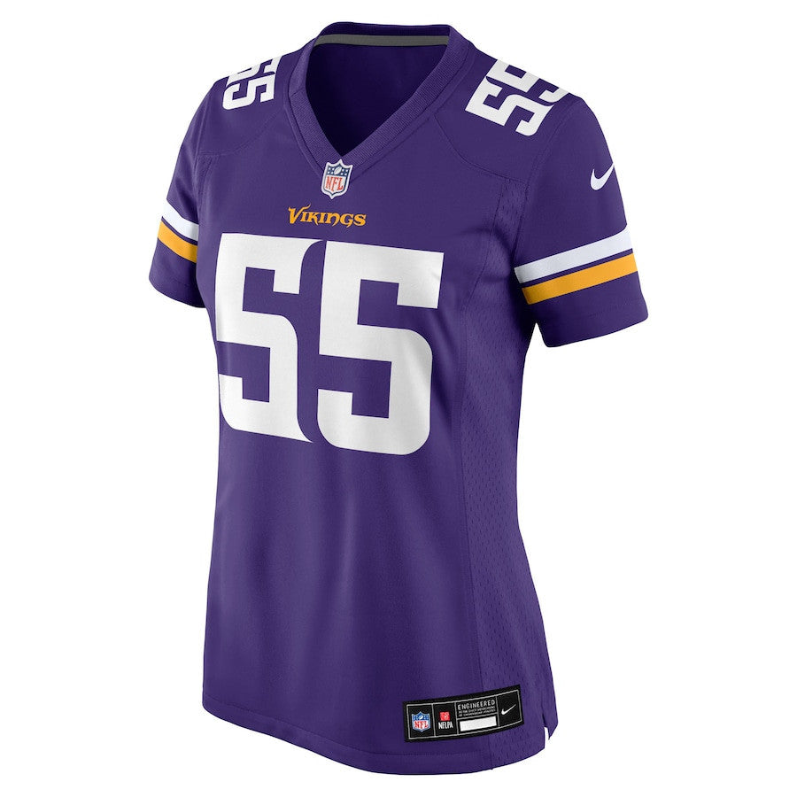 Eric Wilson 55 Minnesota Vikings Women's Team Game Jersey - Purple
