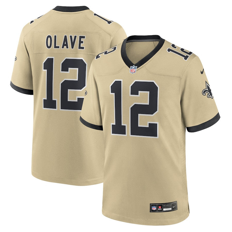 Chris Olave 12 New Orleans Saints Gameday Golds Alternate Game Men Jersey - Gold