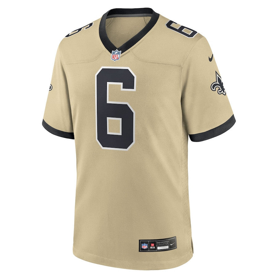 Tyler Shough 6 New Orleans Saints Alternate Game Men Jersey - Gold