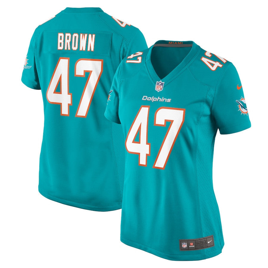 Cam Brown 47 Miami Dolphins Women's Game Jersey - Aqua