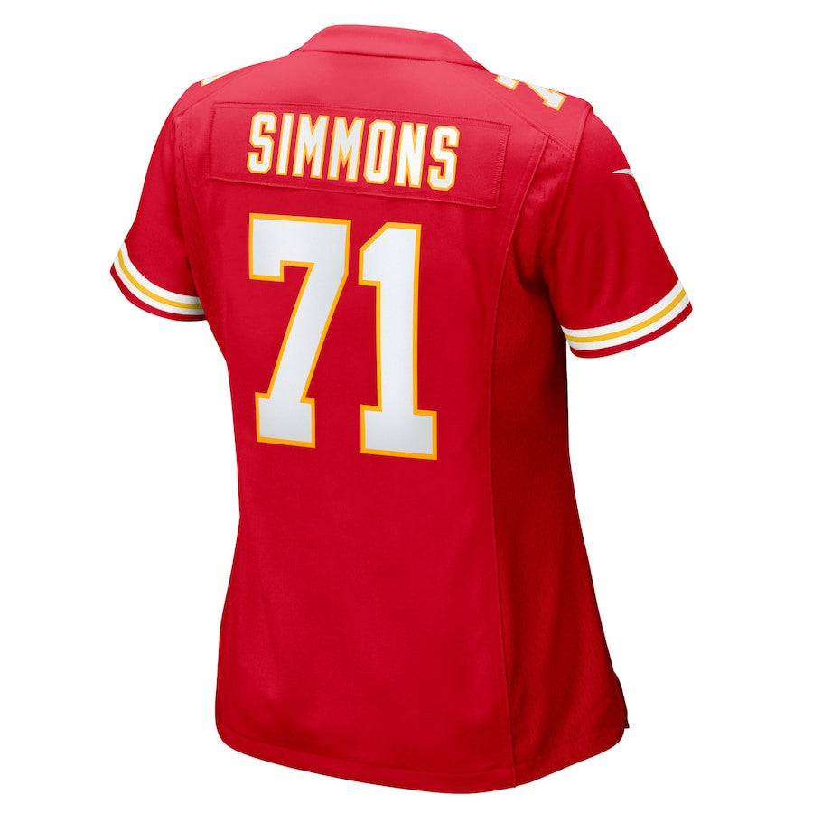 Josh Simmons 71 Kansas City Chiefs Women's Team Game Jersey - Red