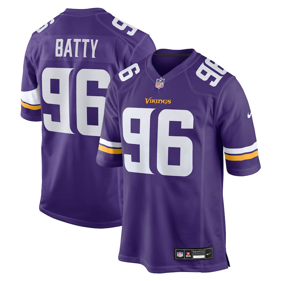 Tyler Batty 96 Minnesota Vikings Team Game Men Jersey - Purple