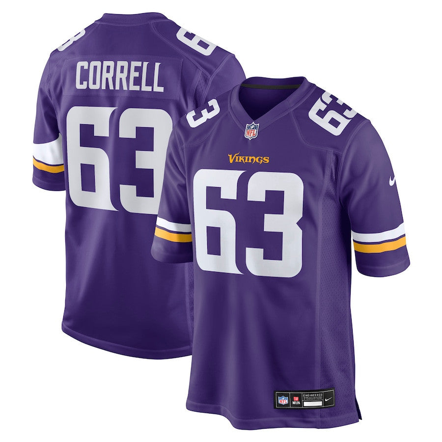 Zeke Correll 63 Minnesota Vikings Team Game Men Jersey - Purple