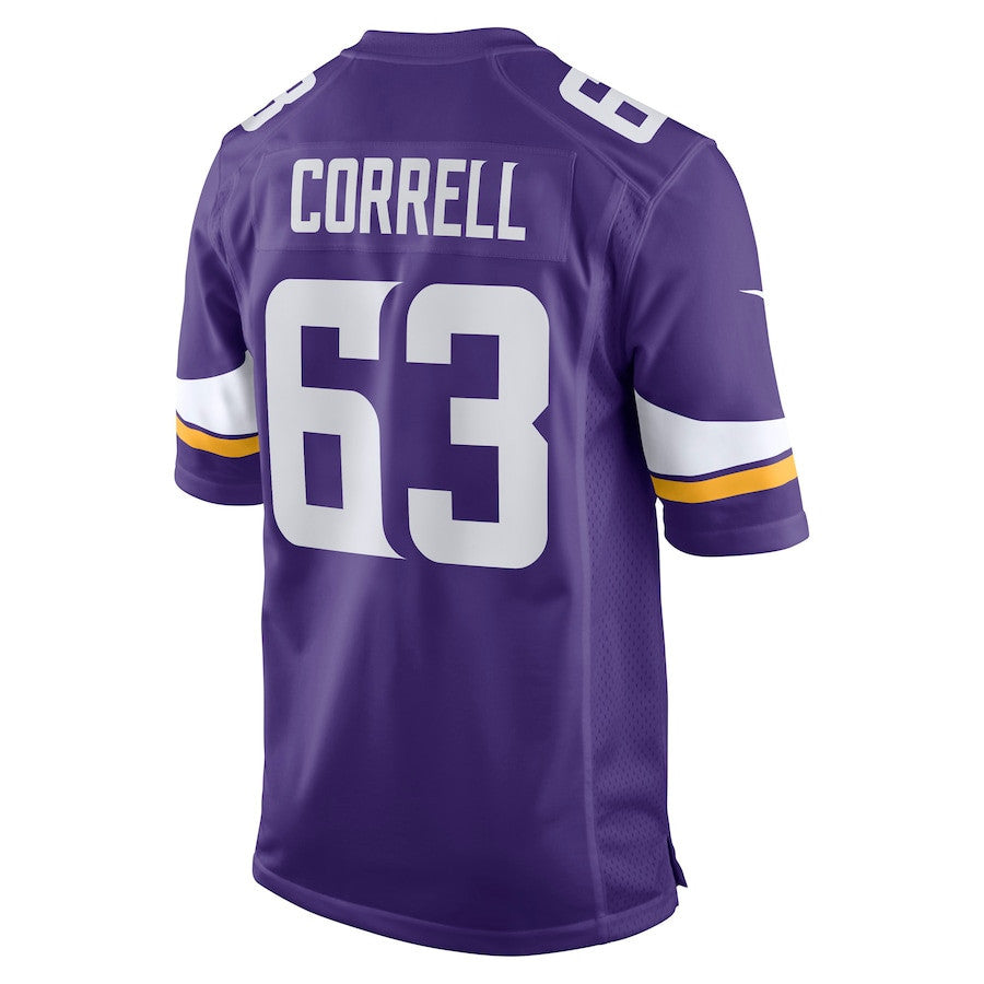 Zeke Correll 63 Minnesota Vikings Team Game Men Jersey - Purple