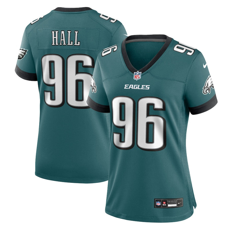 Gabe Hall 96 Philadelphia Eagles Women's Team Game Jersey - Midnight Green