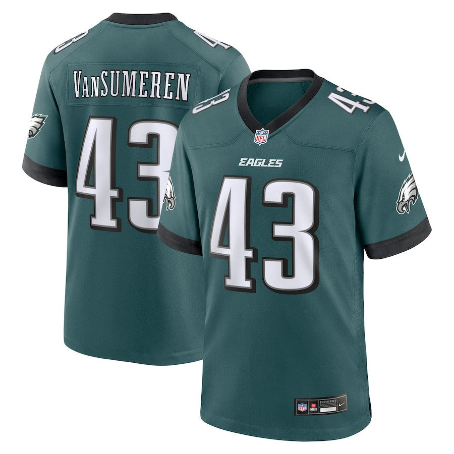 Ben VanSumeren 43 Philadelphia Eagles Women's Team Game Jersey - Midnight Green