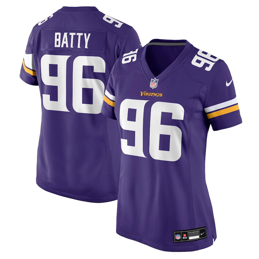 Tyler Batty 96 Minnesota Vikings Women's Team Game Jersey - Purple