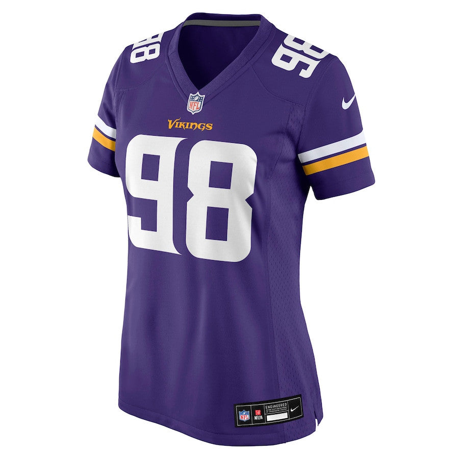Bo Richter 98 Minnesota Vikings Women's Team Game Jersey - Purple