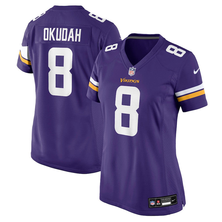Jeff Okudah 8 Minnesota Vikings Women's Team Game Jersey - Purple