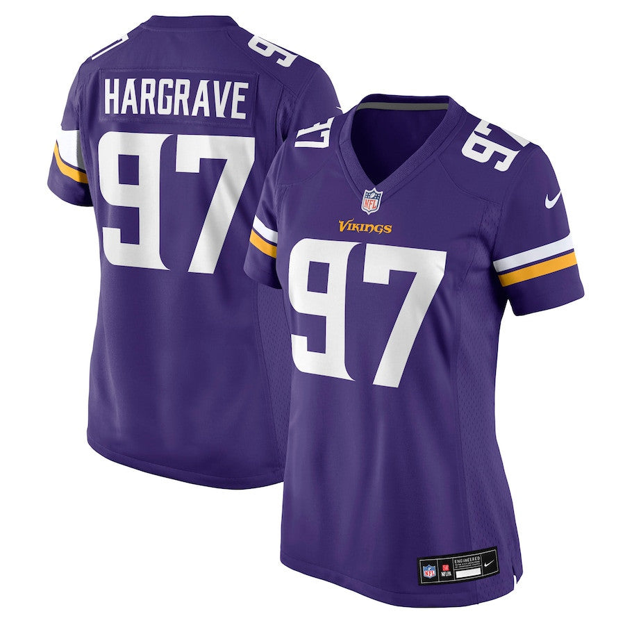 Javon Hargrave 97 Minnesota Vikings Women's Team Game Jersey - Purple
