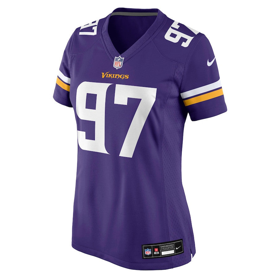 Javon Hargrave 97 Minnesota Vikings Women's Team Game Jersey - Purple