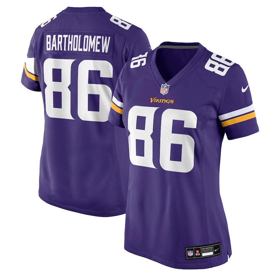 Gavin Bartholomew 86 Minnesota Vikings Women's Team Game Jersey - Purple
