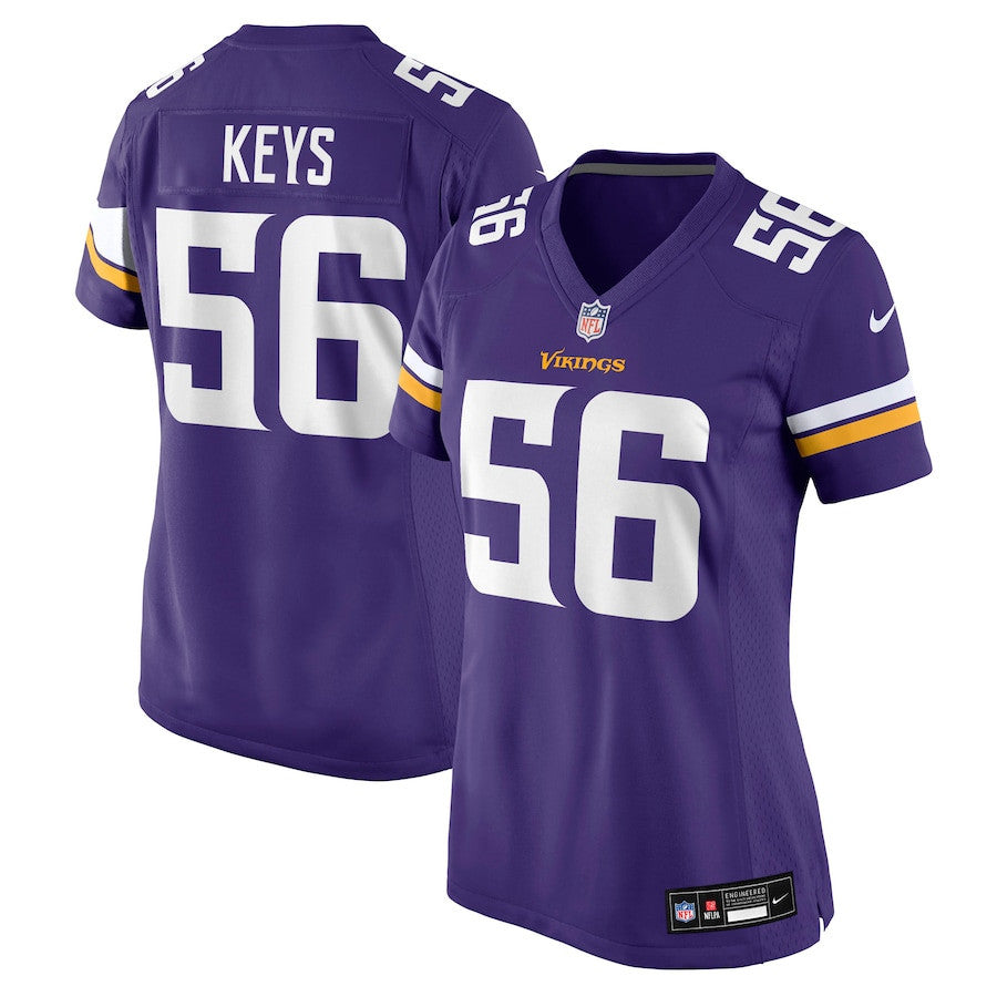 Austin Keys 56 Minnesota Vikings Women's Team Game Jersey - Purple