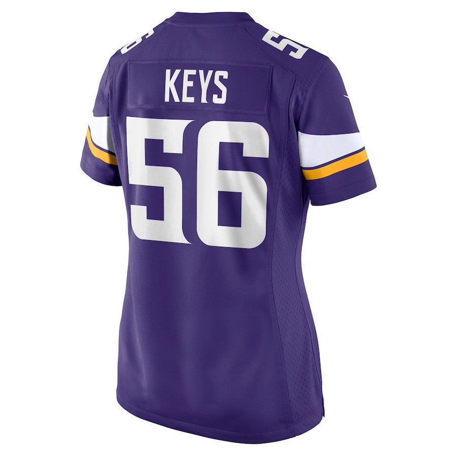 Austin Keys 56 Minnesota Vikings Women's Team Game Jersey - Purple