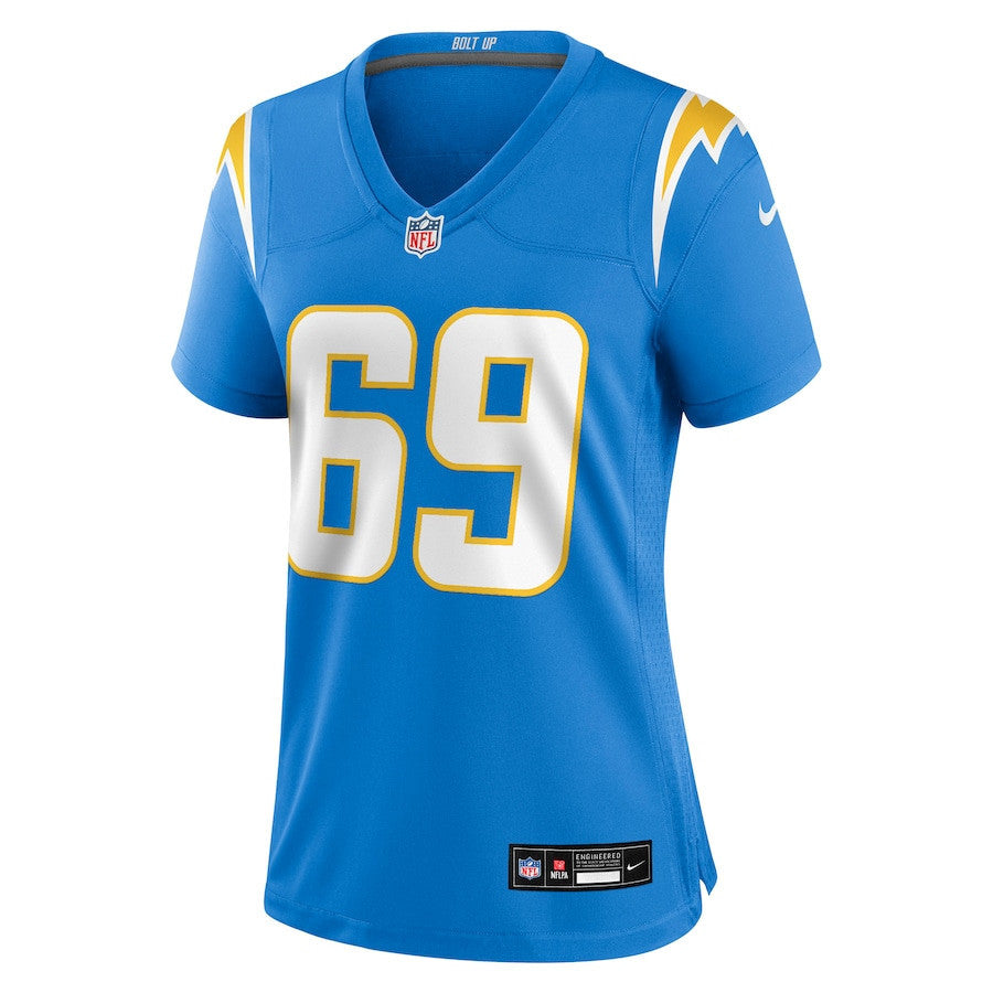 Josh Fuga 69 Los Angeles Chargers Women's Team Game Jersey - Powder Blue