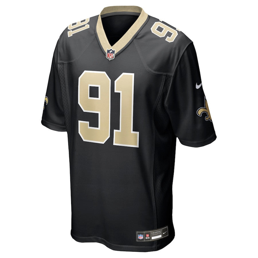 Vernon Broughton 91 New Orleans Saints Team Game Men Jersey - Black
