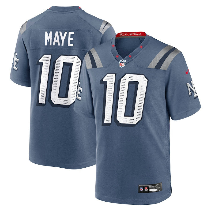 Drake Maye 10 New England Patriots 2025 Rivalries Collection Game Men Jersey - Storm Blue